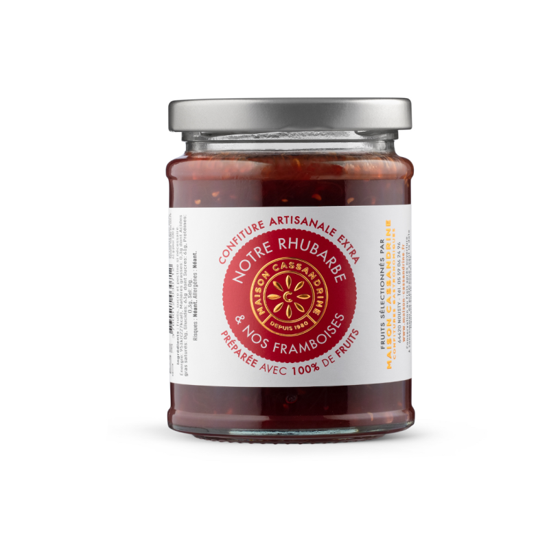 Maison Cassandrine - Confiture Artisanale Extra de Rhubarbe et Framboises Maison Cassandrine - Confiture Artisanale Extra de Rhubarbe et Framboises