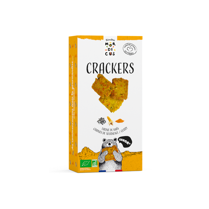 Biscuiterie Mordicus - Crackers Maïs Graines de Tournesol et Curry