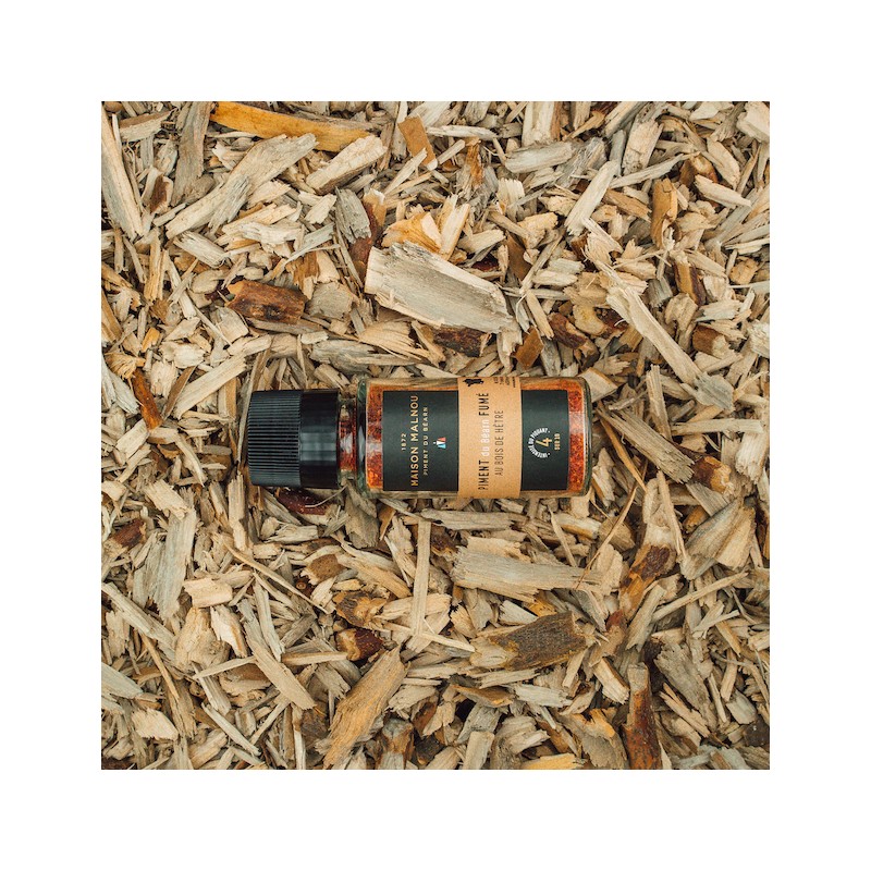 Maison Malnou - Saupoudreur de Piment du Béarn Fumé au Bois de Hêtre - Certifié Bio