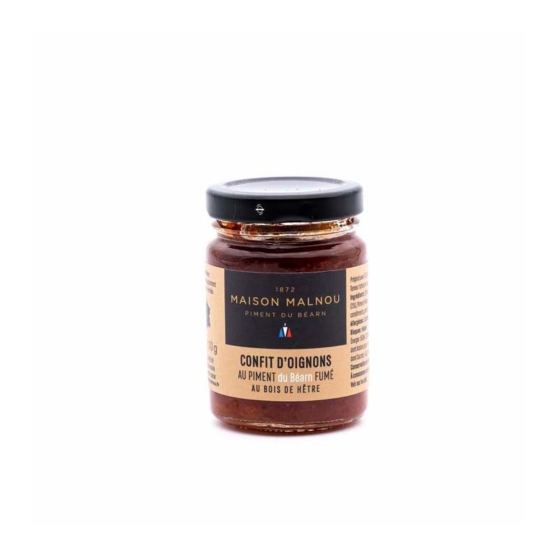 Maison Malnou - Confit d'Oignons au Piment du Béarn Fumé au Bois de Hêtre Maison Malnou - Confit d'Oignons au Piment du Béarn Fumé au Bois de Hêtre