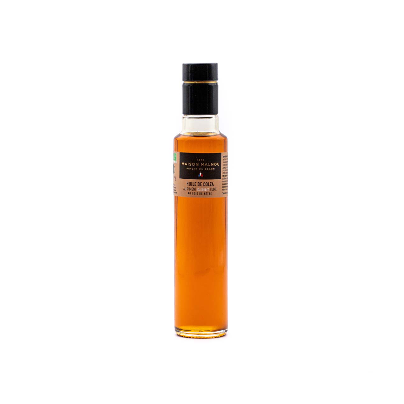Maison Malnou - Huile de Colza au Piment du Béarn Fumé au Bois de Hêtre Maison Malnou - Huile de Colza au Piment du Béarn Fumé au Bois de Hêtre